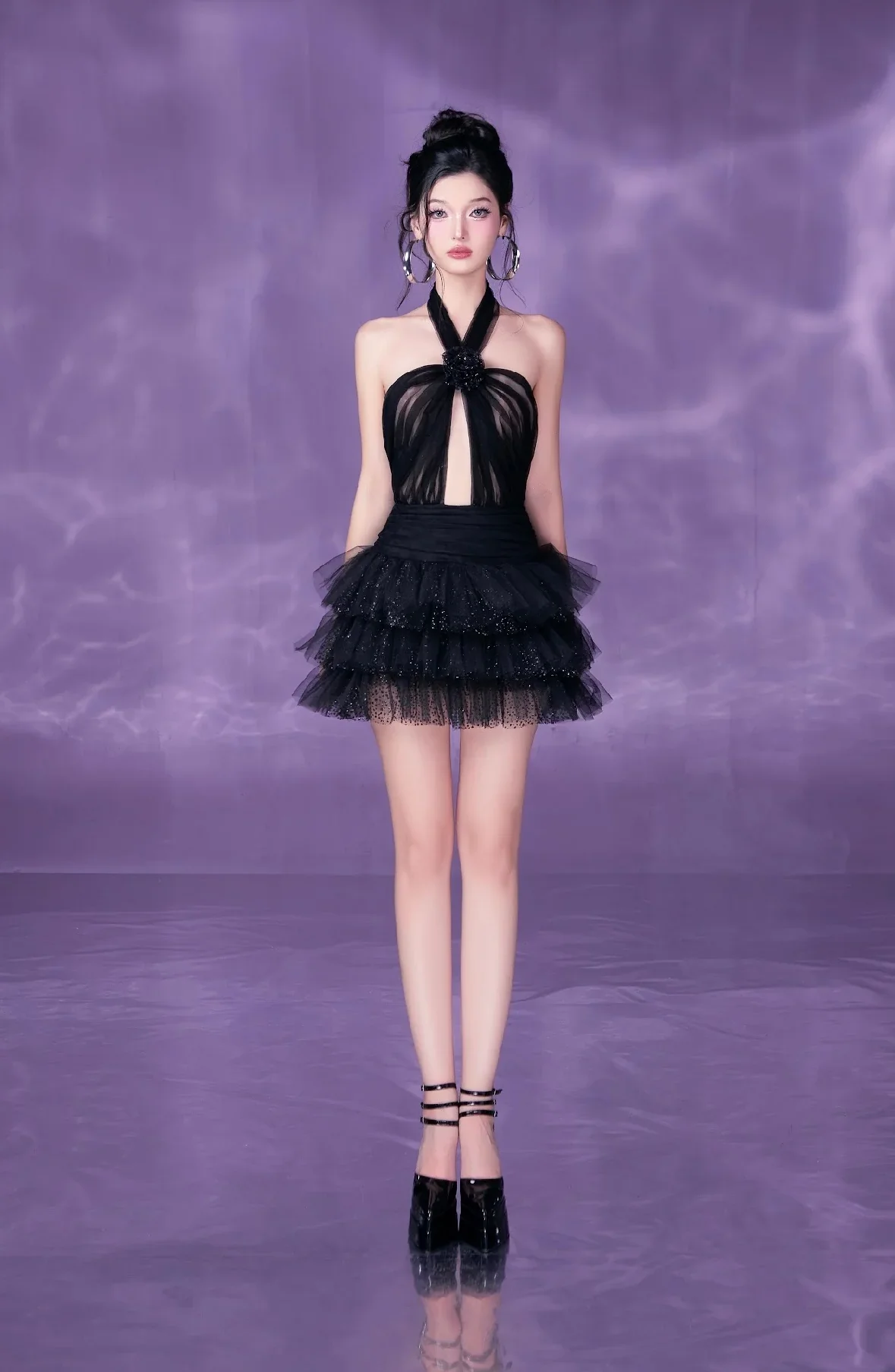 By Jenny Black Vee Mini Dress