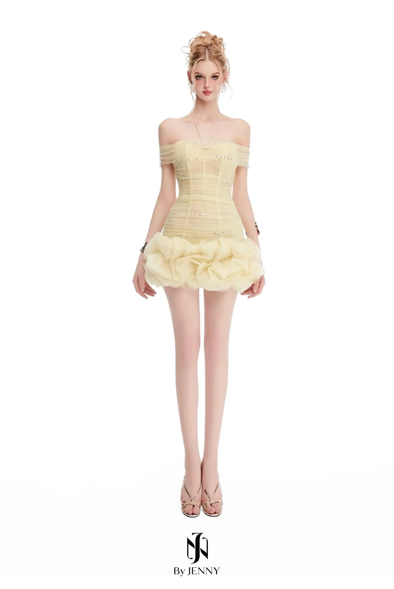 BY JENNY Yellow Tessa Mini Dress - Image 3
