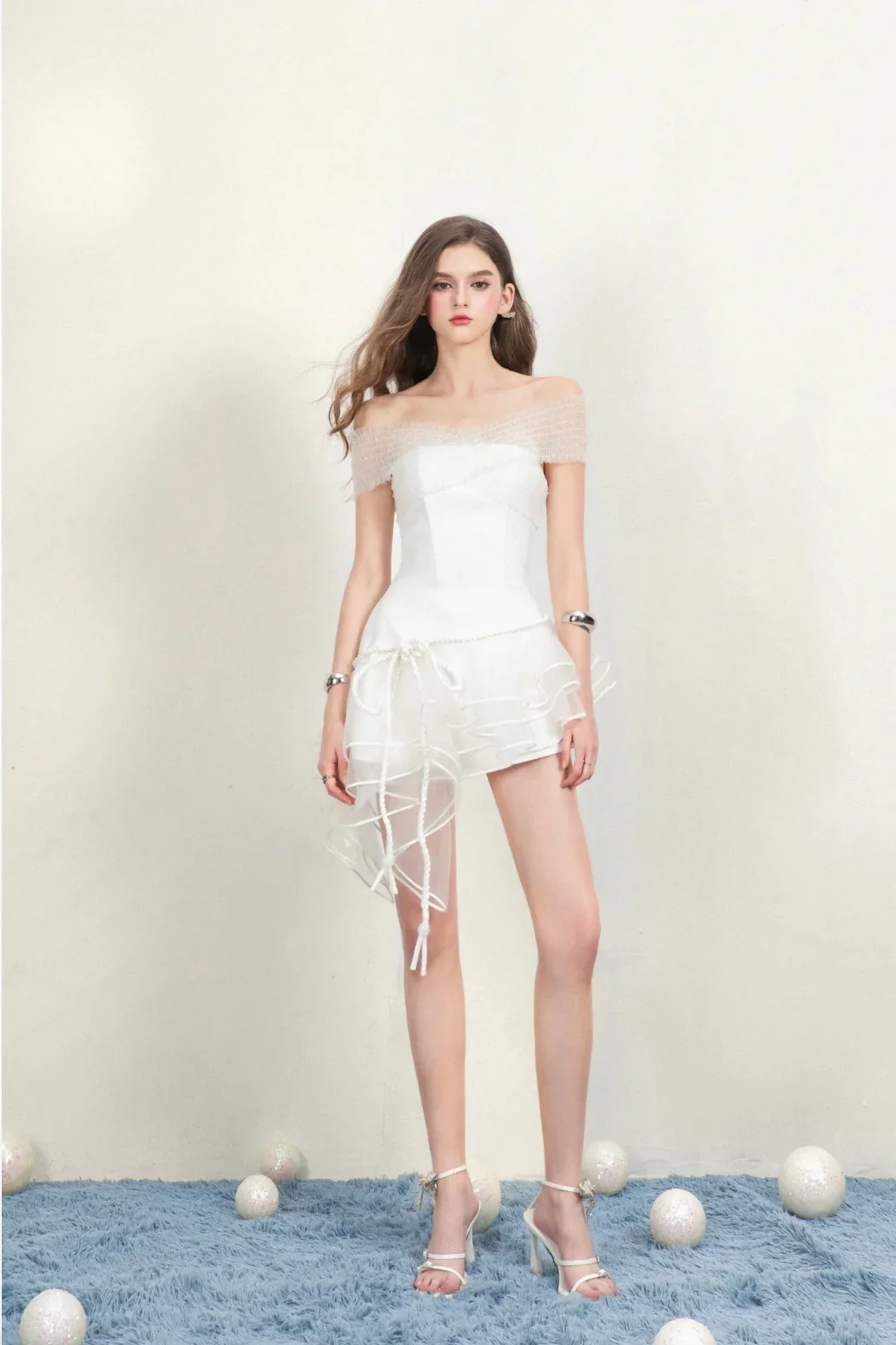 CICI White CLAUDIE Pleated Mini Dress - Image 5