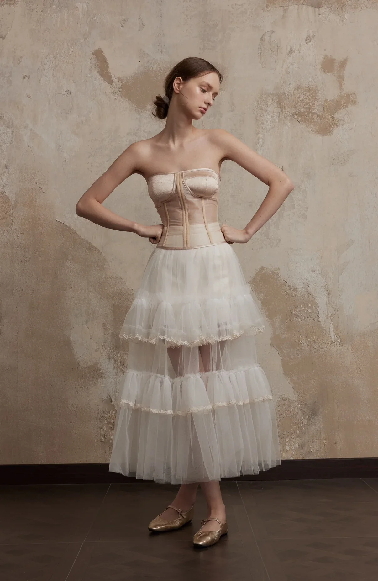 FA SOGNO NUDE TOP WHITE CAKE MINI SKIRT - Image 6