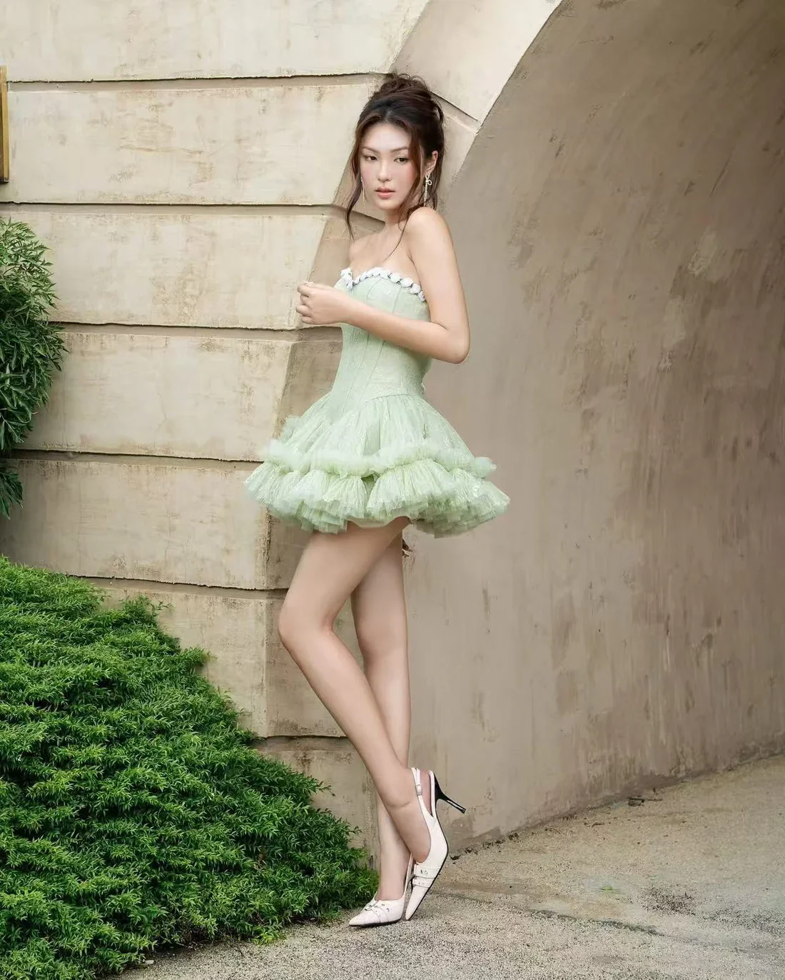 LANE Cì Bloom Dress-Green - Image 5