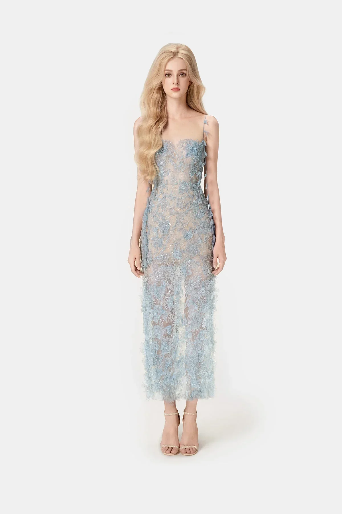 MONTSAND Beaded Lace Pencil Dress - Blue - Image 2