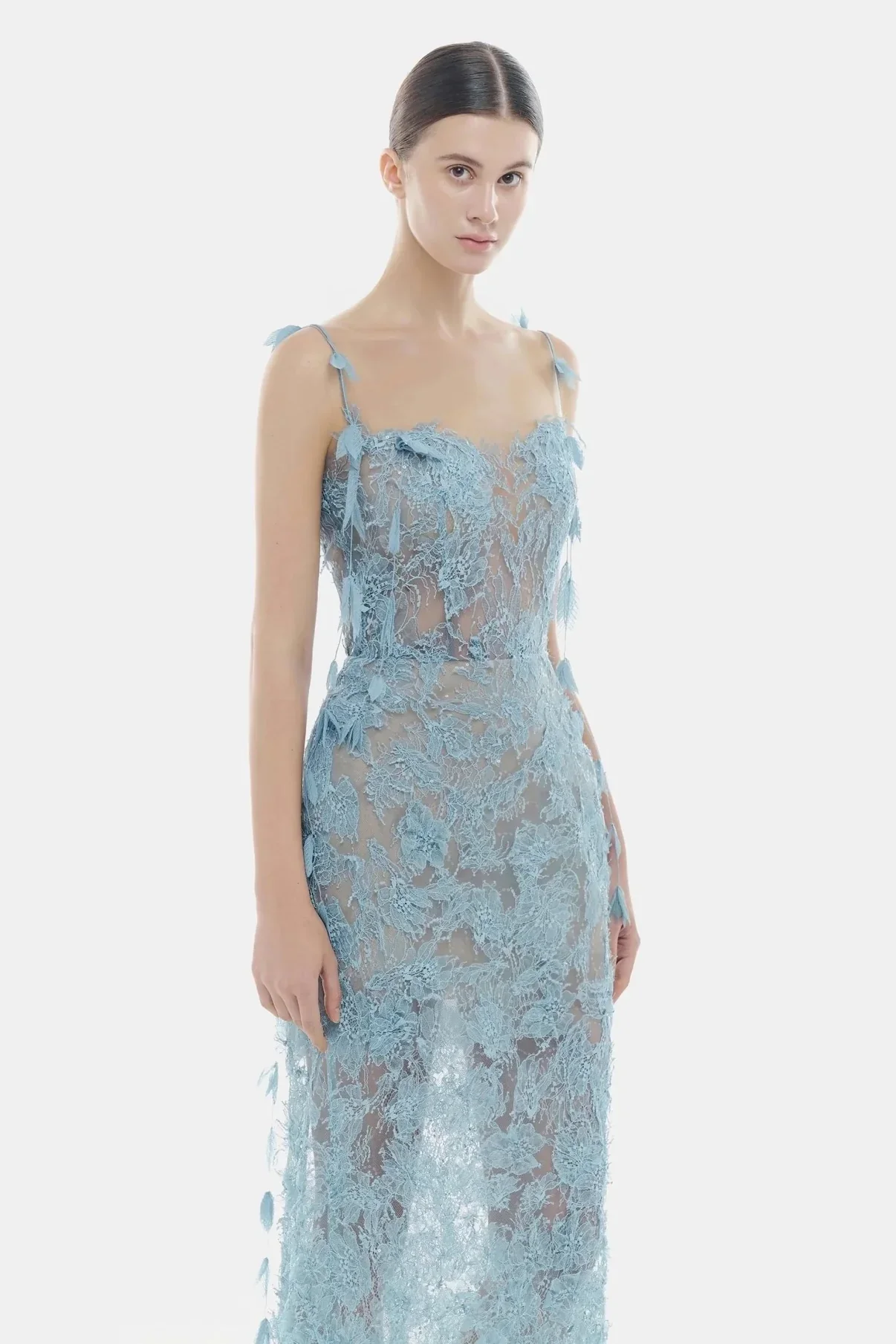 MONTSAND Beaded Lace Pencil Dress - Blue - Image 3