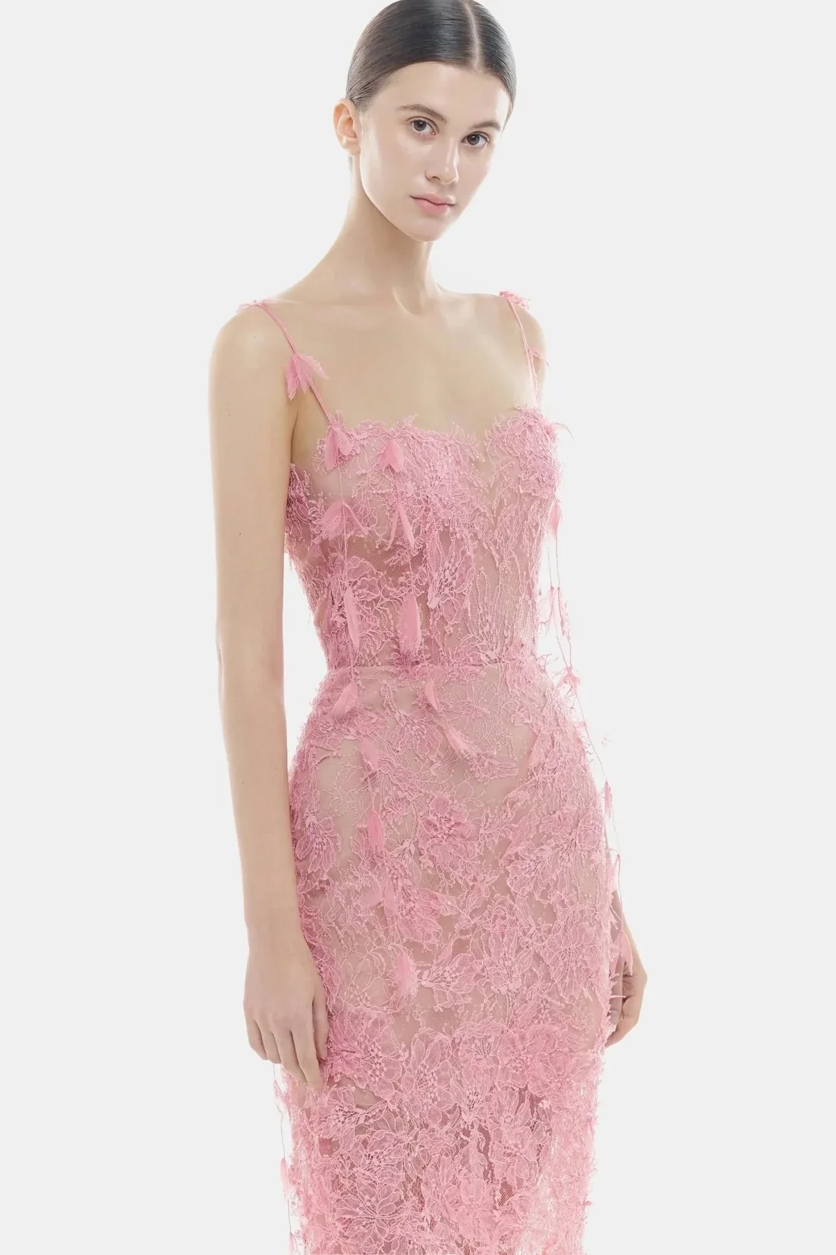 MONTSAND Beaded Lace Pencil Dress - Pink - Image 3