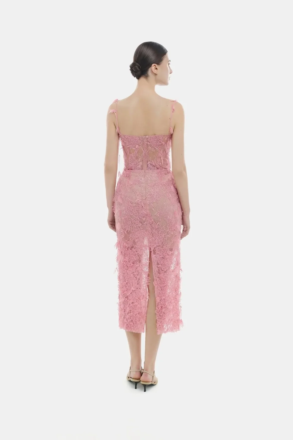 MONTSAND Beaded Lace Pencil Dress - Pink - Image 4