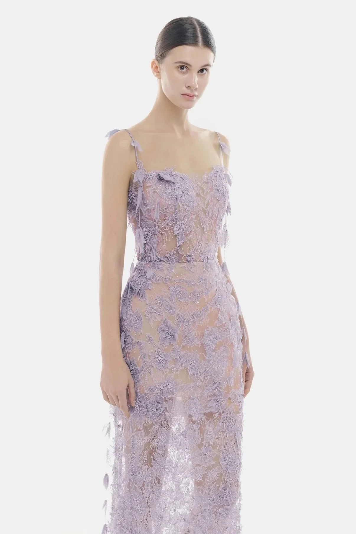 MONTSAND Beaded Lace Pencil Dress - Purple - Image 3