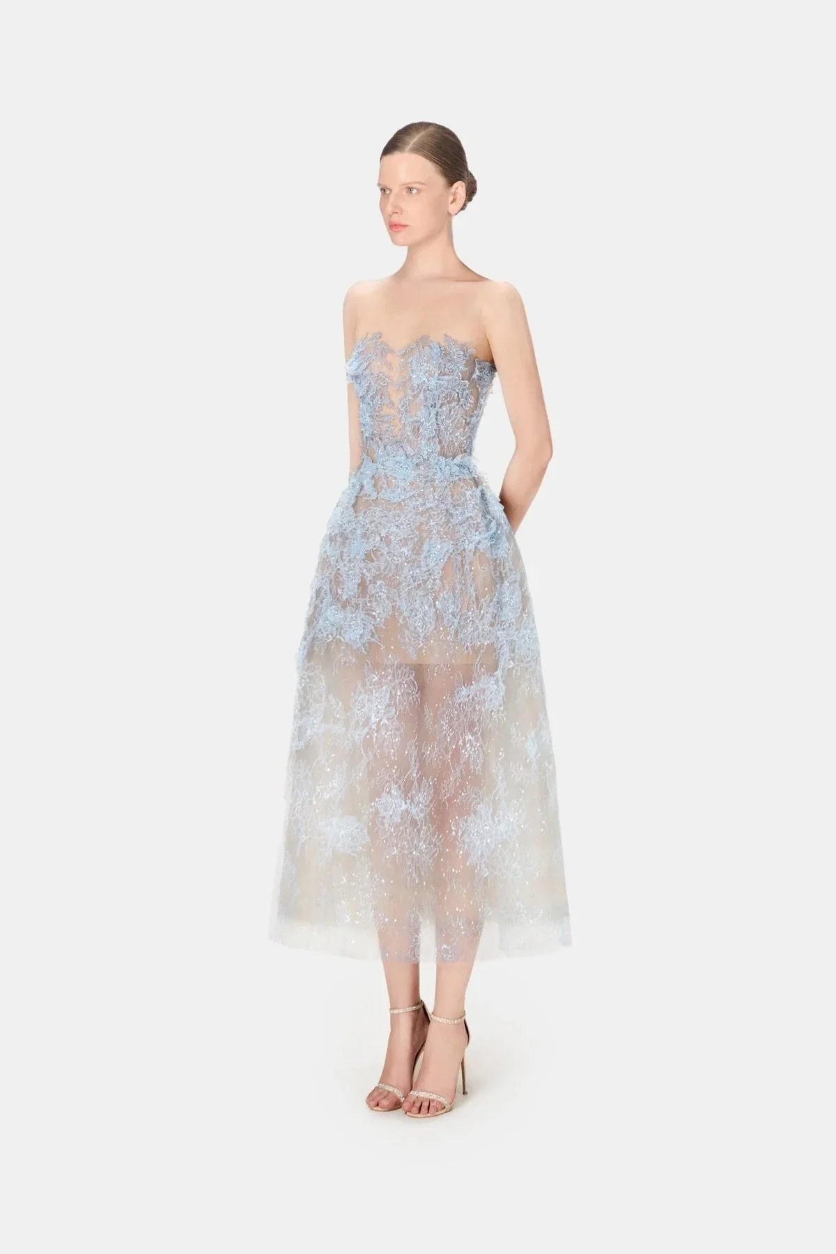 MONTSAND Blue Beaded Lace Maxi Dress - Image 3