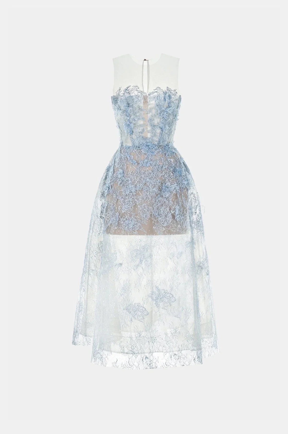 MONTSAND Blue Beaded Lace Maxi Dress - Image 4