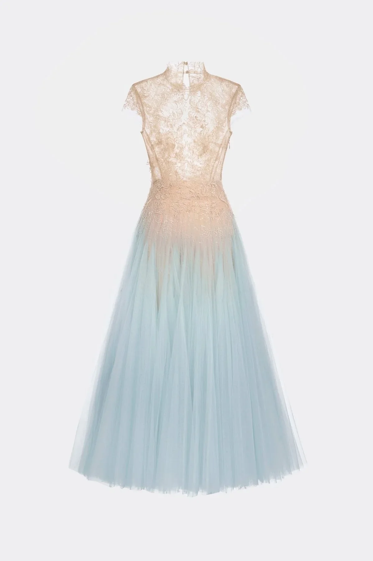 MONTSAND Blue Ombré Cut-Out Lace Midi Dress