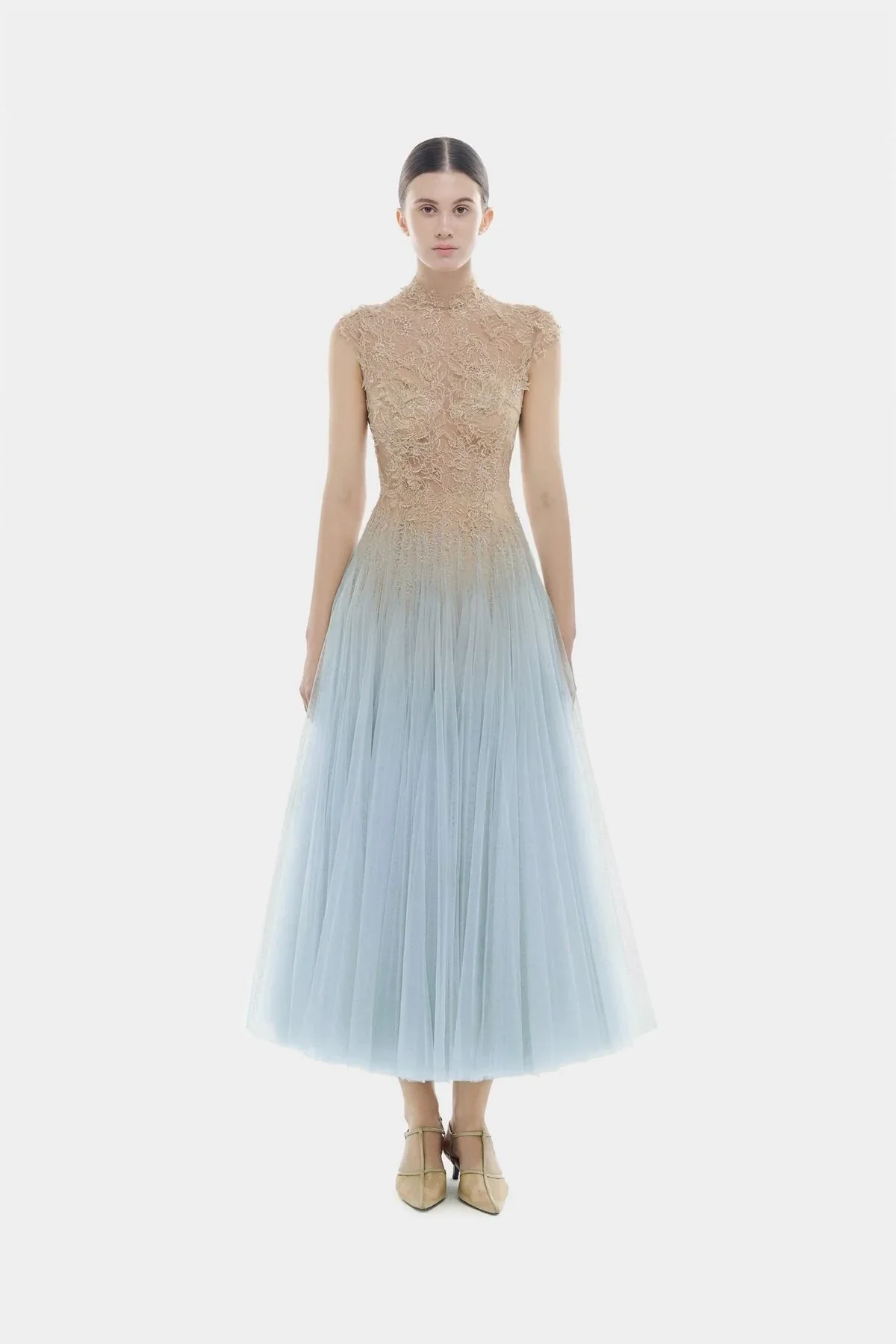 MONTSAND Blue Ombré Cut-Out Lace Midi Dress - Image 2
