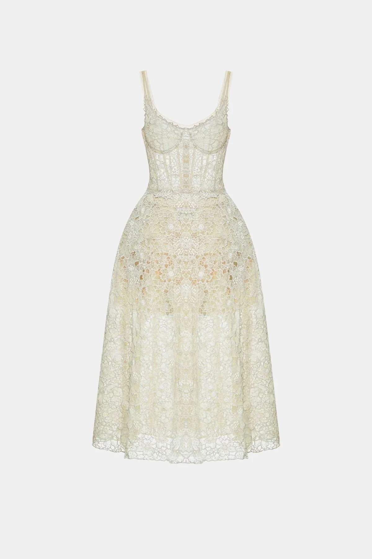 MONTSAND Flower Lace Midi Dress - Green