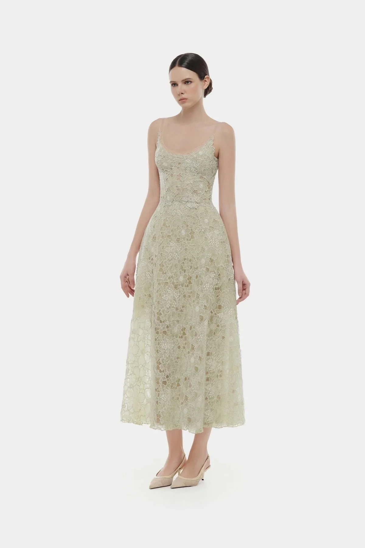 MONTSAND Flower Lace Midi Dress - Green - Image 3