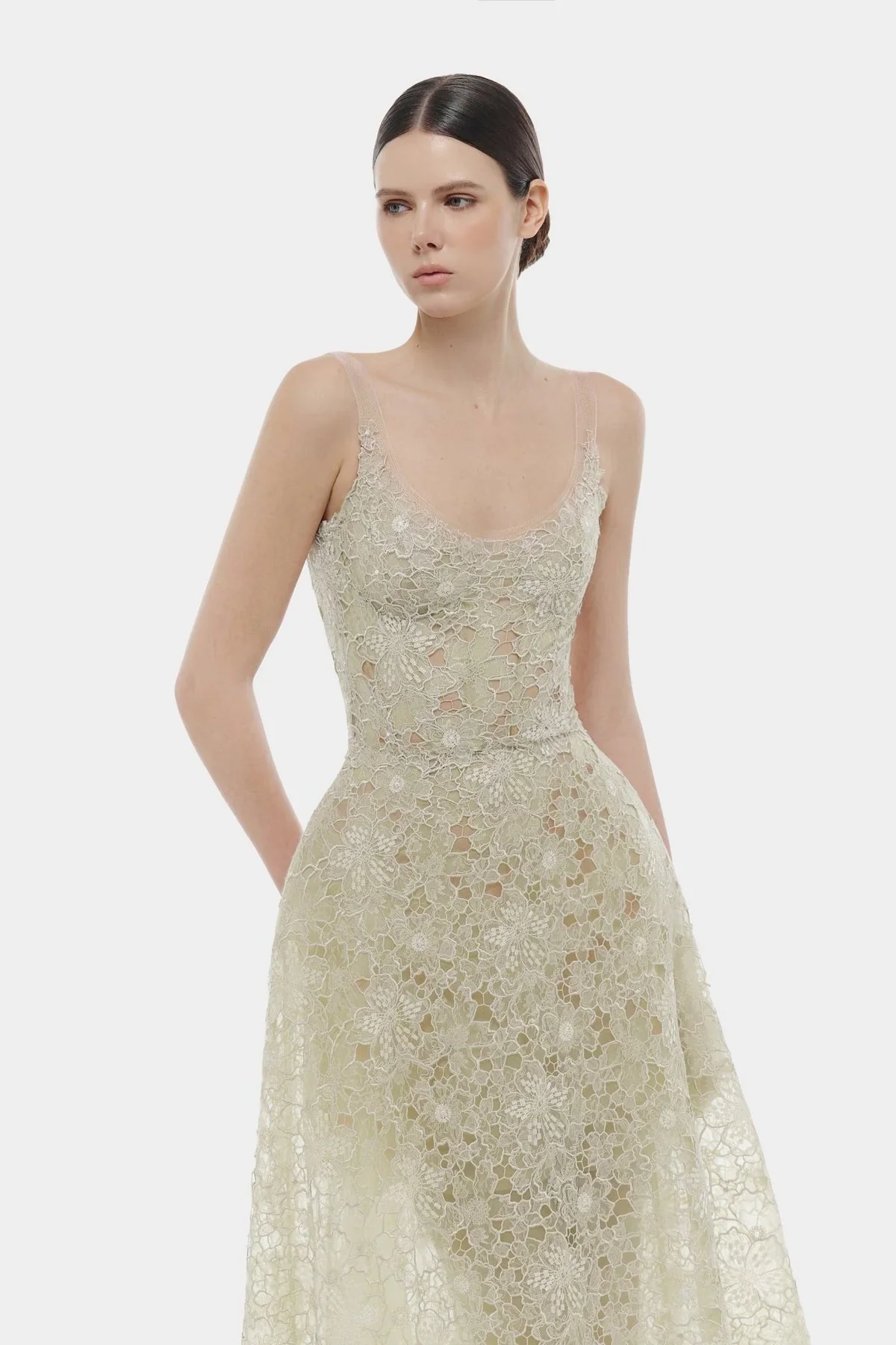 MONTSAND Flower Lace Midi Dress - Green - Image 4