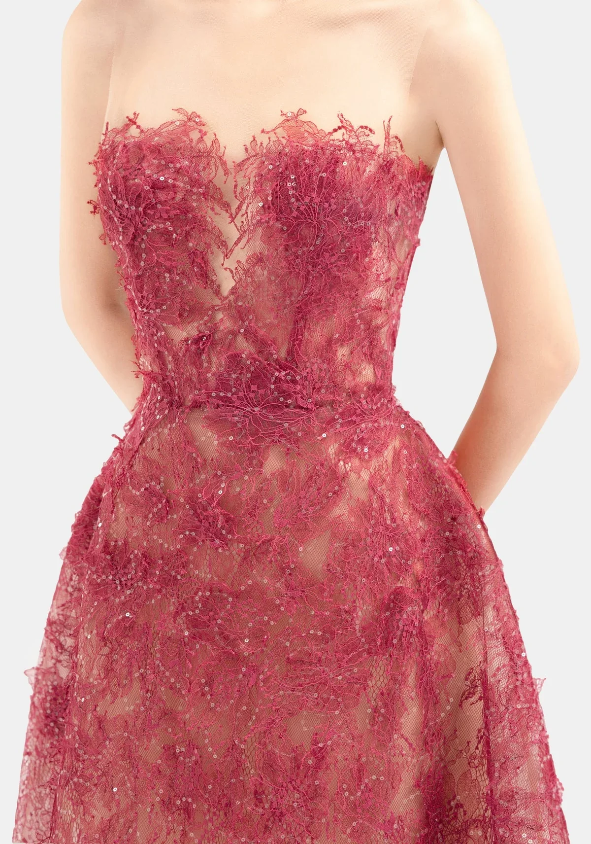 MONTSAND Red Beaded Lace Maxi Dress - Image 3