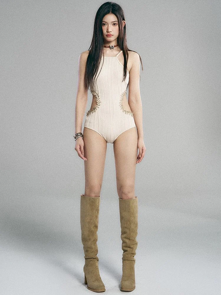 Aegean Sea Rendezvous - Hollow-Out White Swimsuit - Image 3