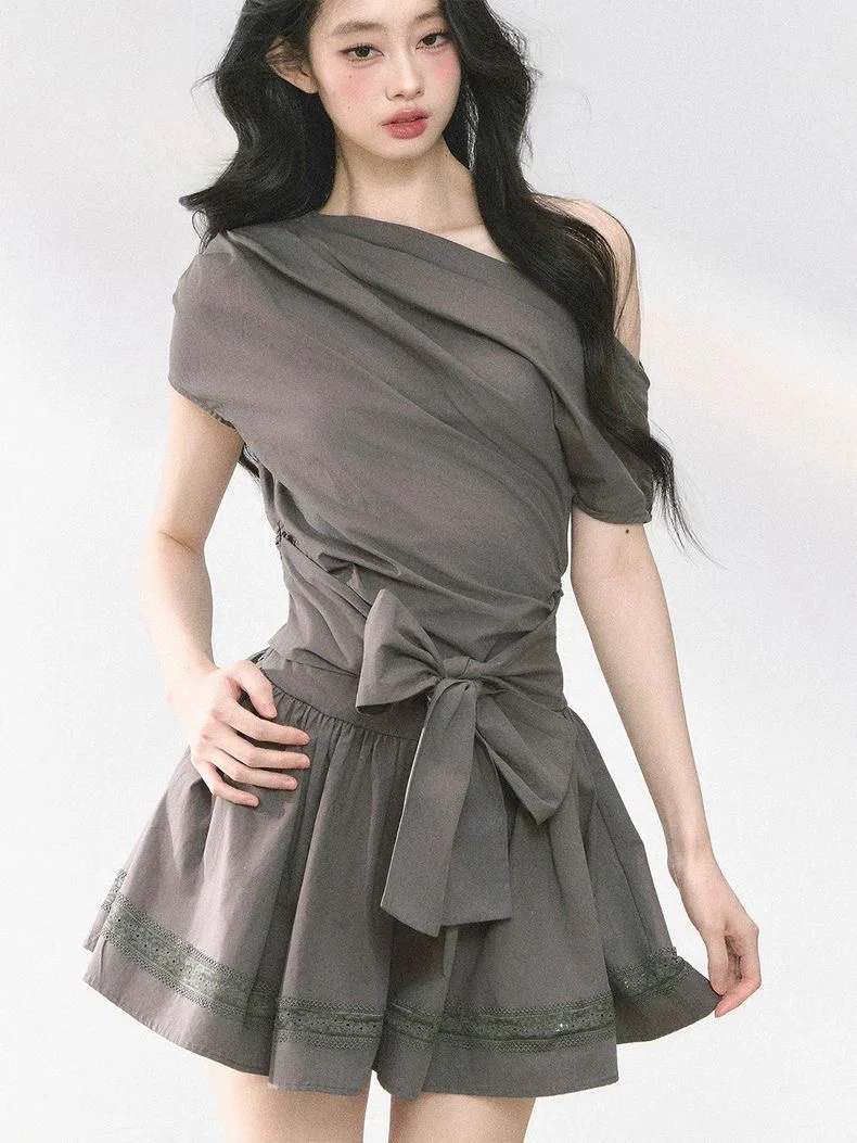 Asymmetric Bow-Tie Mini Dress - Image 4