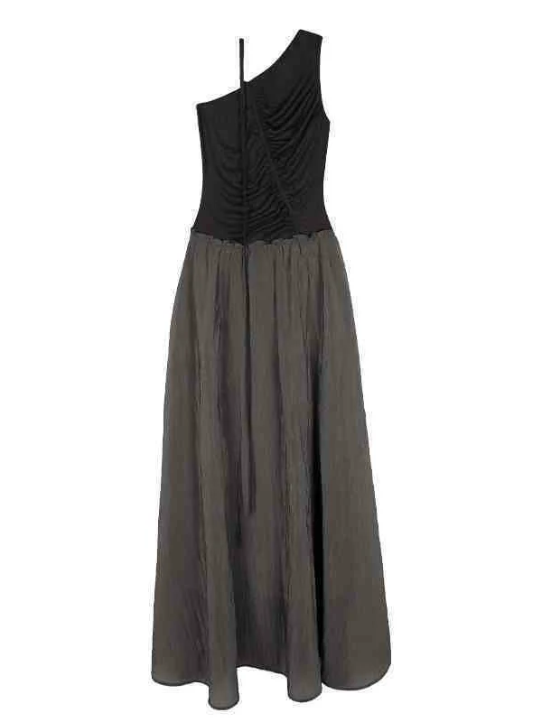 Asymmetric Patchwork Dress with Artistic Ruching - Image 5