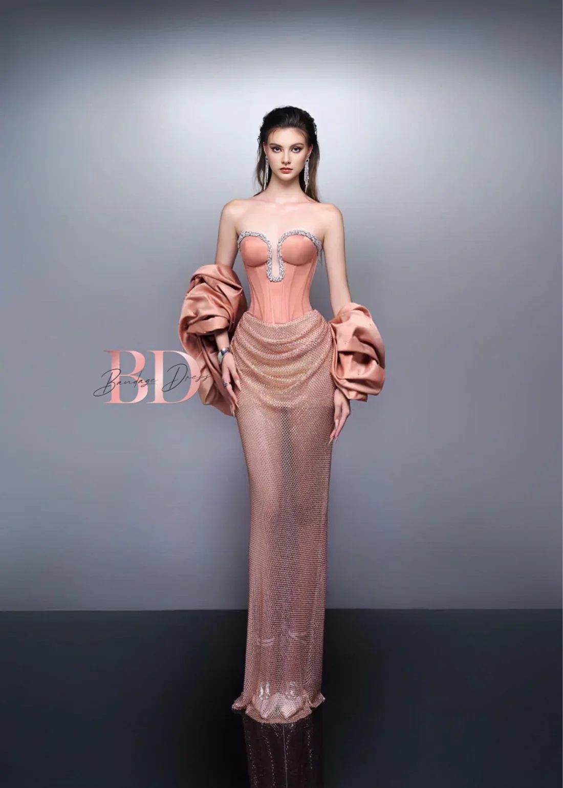 Bandage Dress Pink Diamond Set