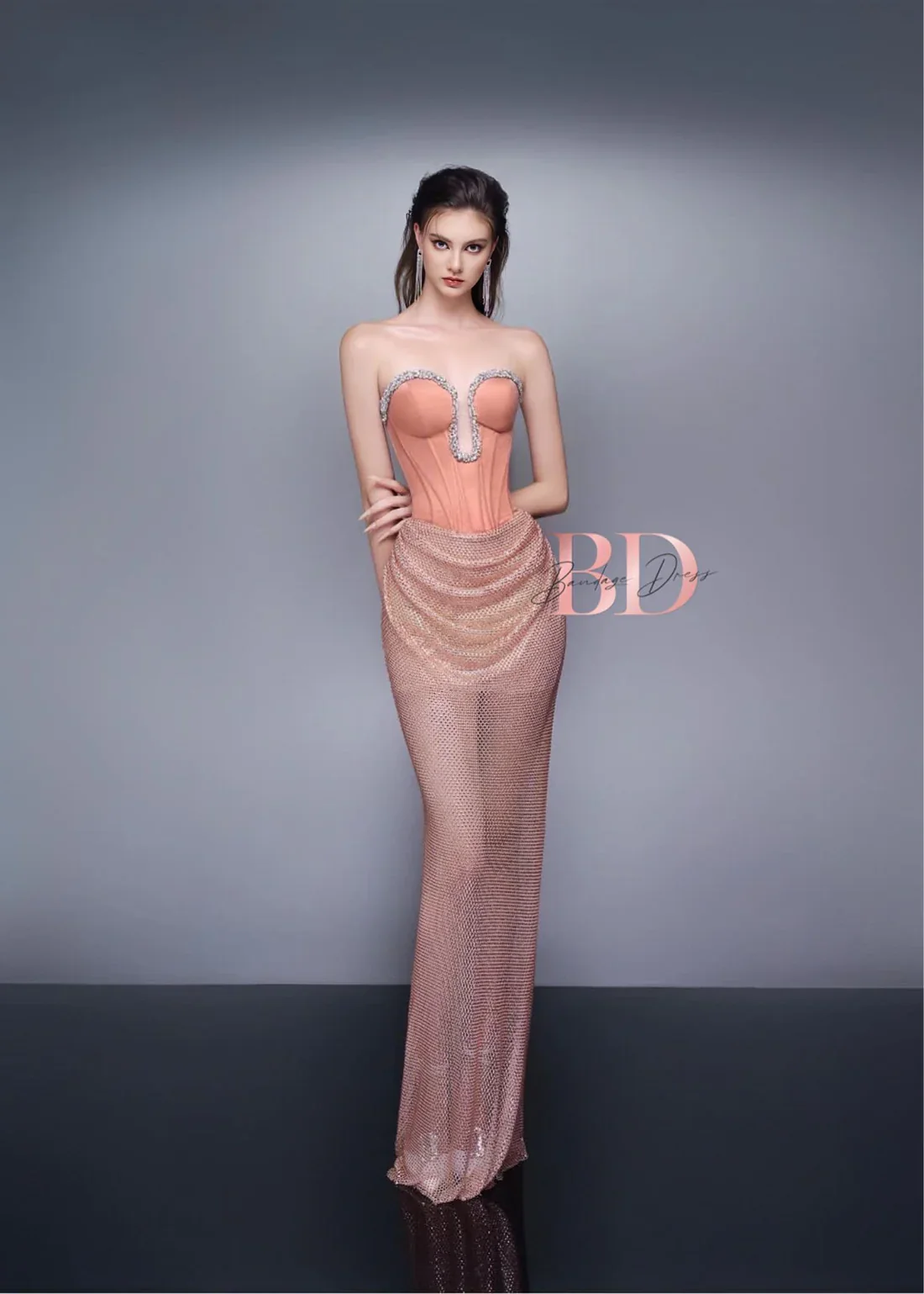 Bandage Dress Pink Diamond Set - Image 3