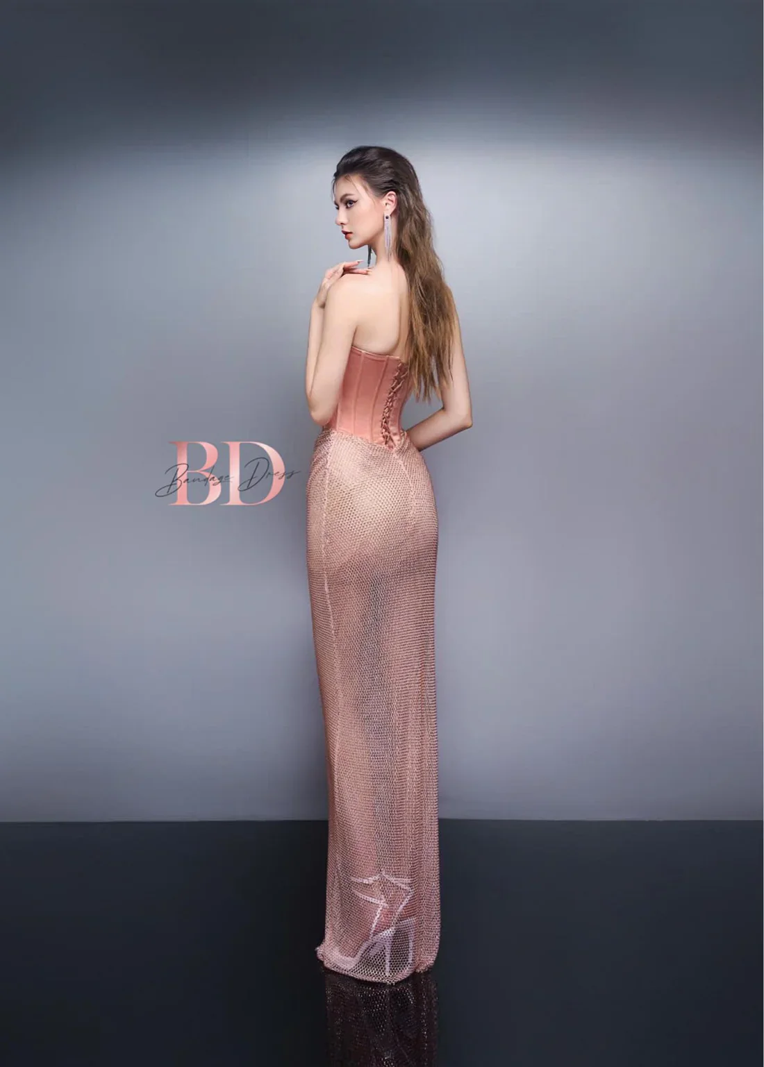 Bandage Dress Pink Diamond Set - Image 4