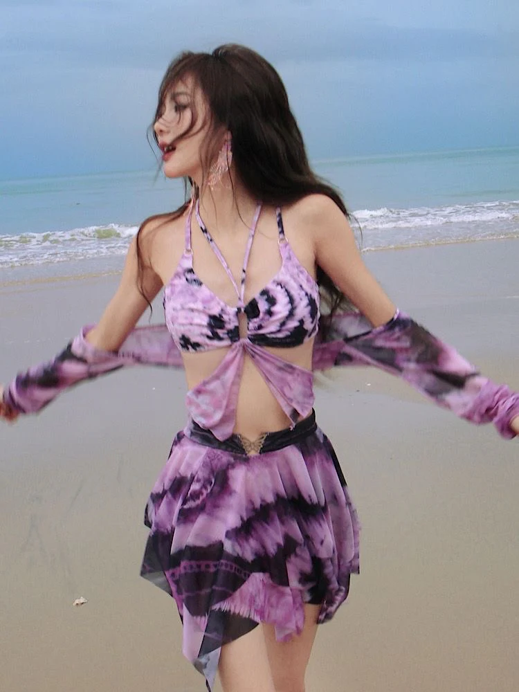 'Berry & Butterfly' - Pink And Black Bikini (3 In 1) - Image 3