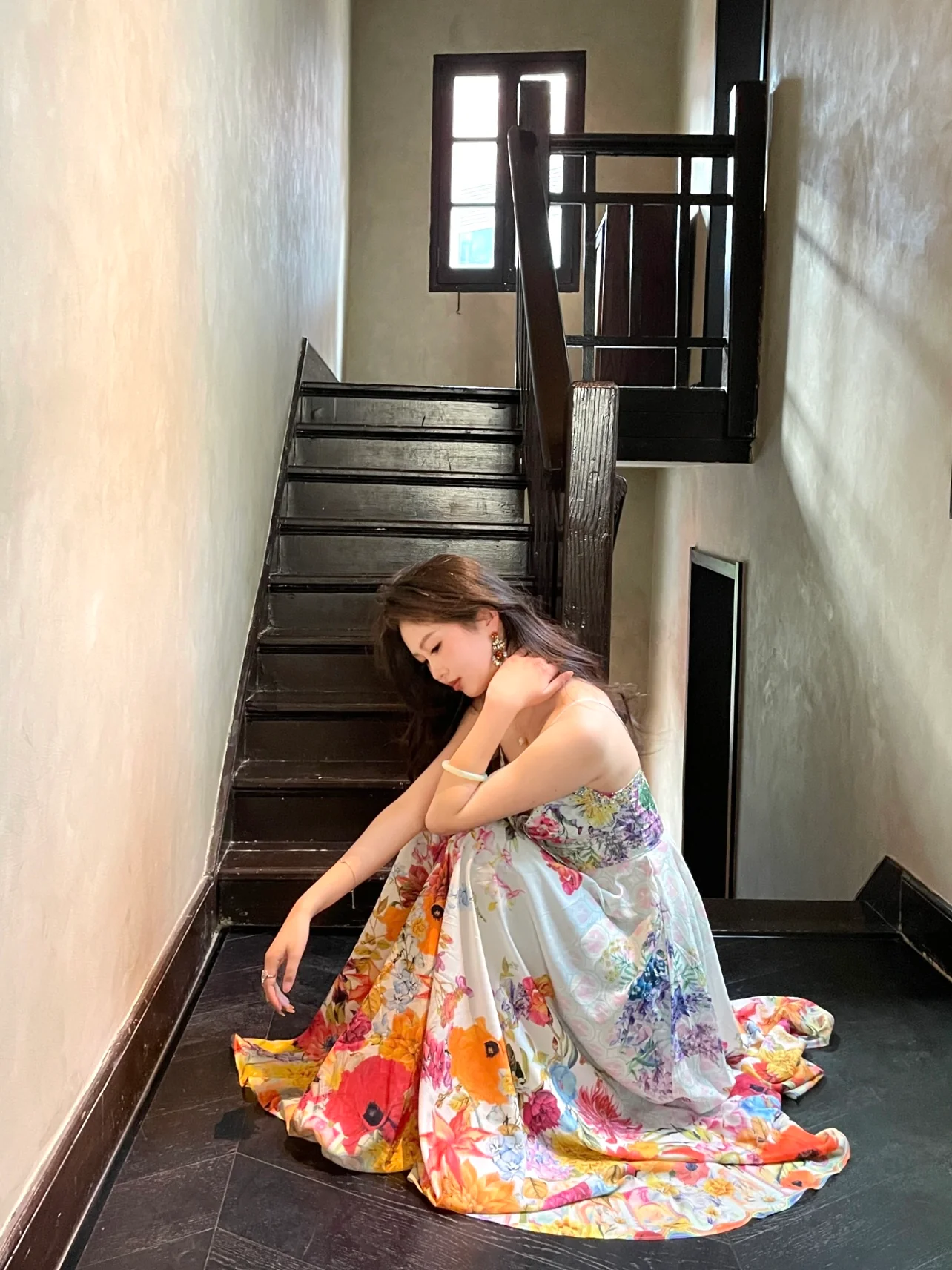 'Blossom Euphoria' - Luxe Floral Silk Gown - Image 3