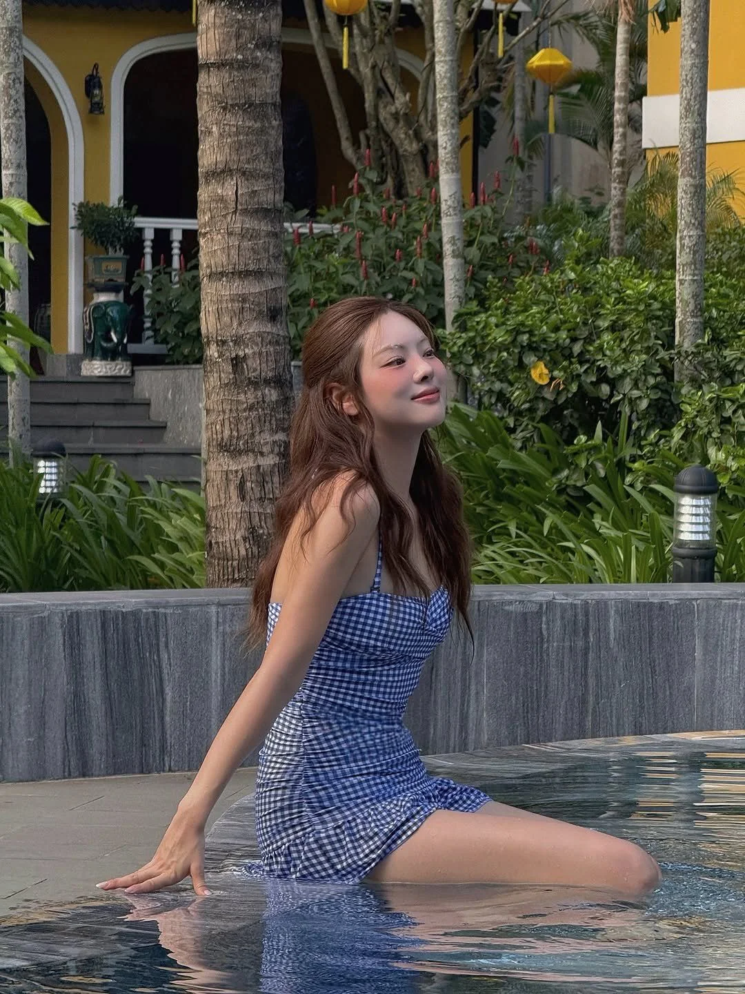 Blue Gingham Ruffle One-Piece Dress - Image 5