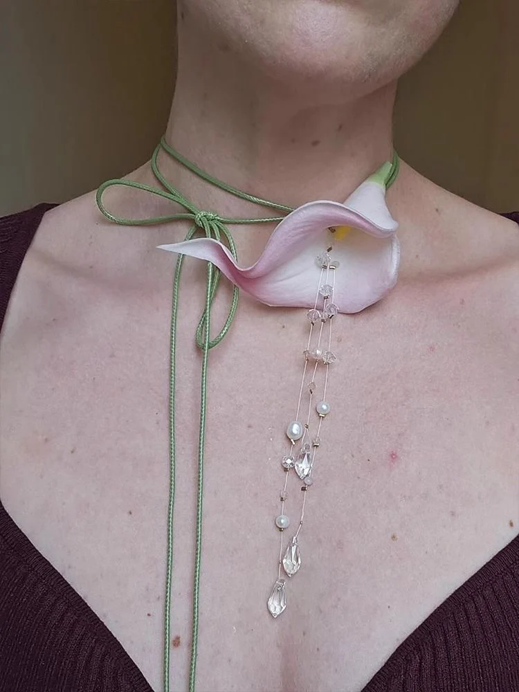 Calla Lily Pendant Necklace – Handmade Floral Statement Necklace