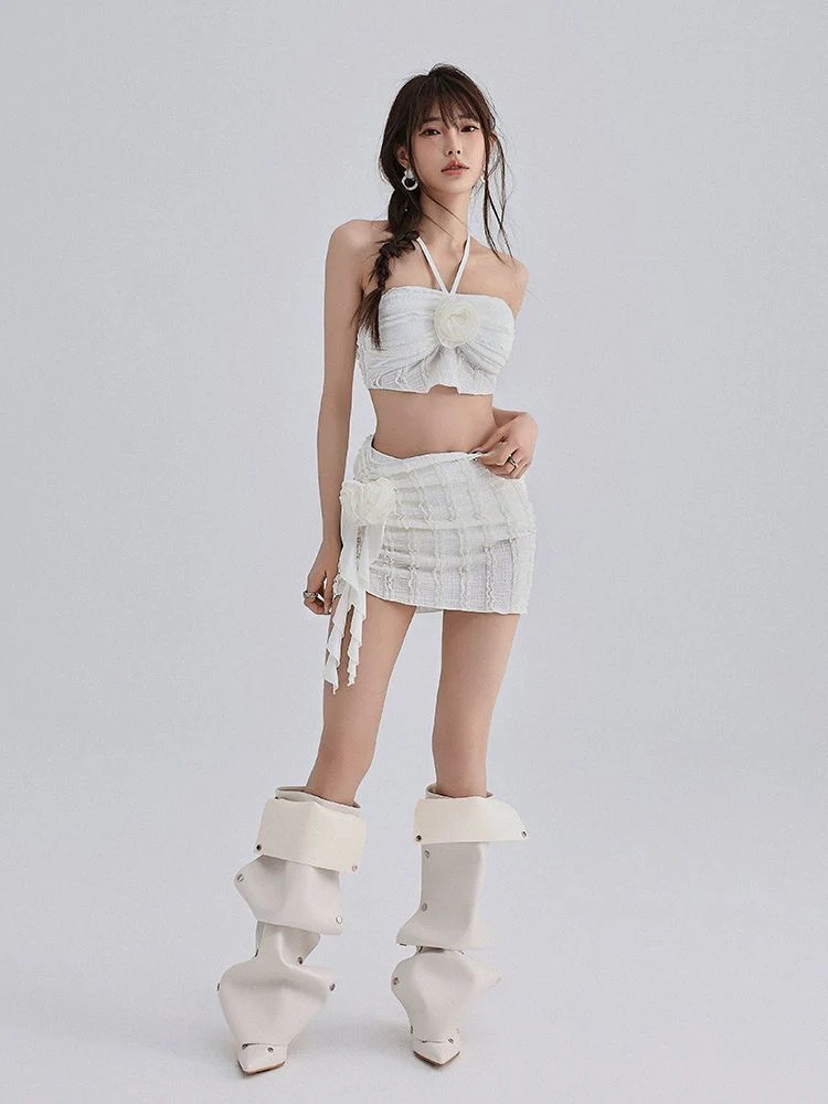 Camellia White Bikini Three-Piece Set - Image 4