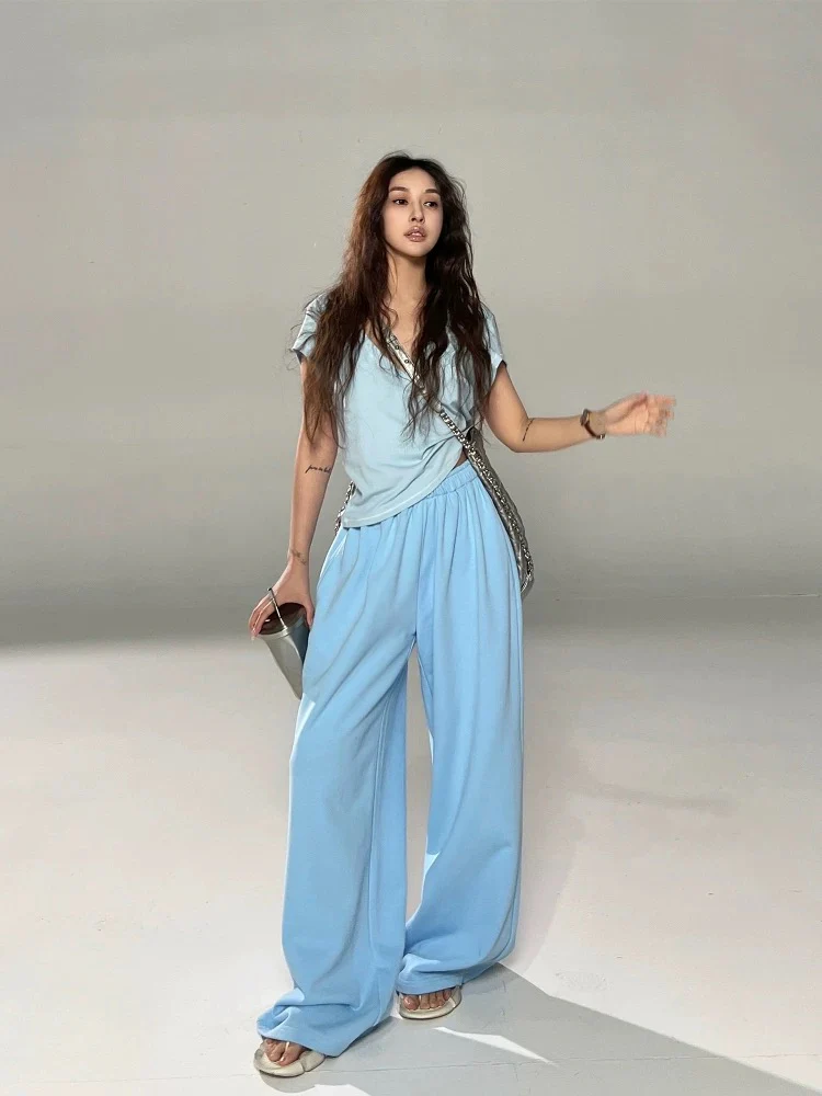 Candy Blue Cozy Set – High-Waisted Hoodie & Floor-Length Joggers - Image 4