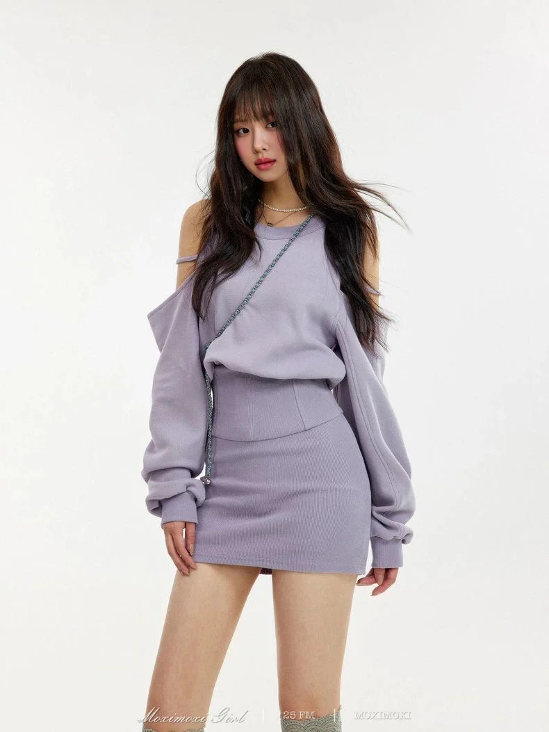 Cold-Shoulder Knit Mini Dress - Image 2