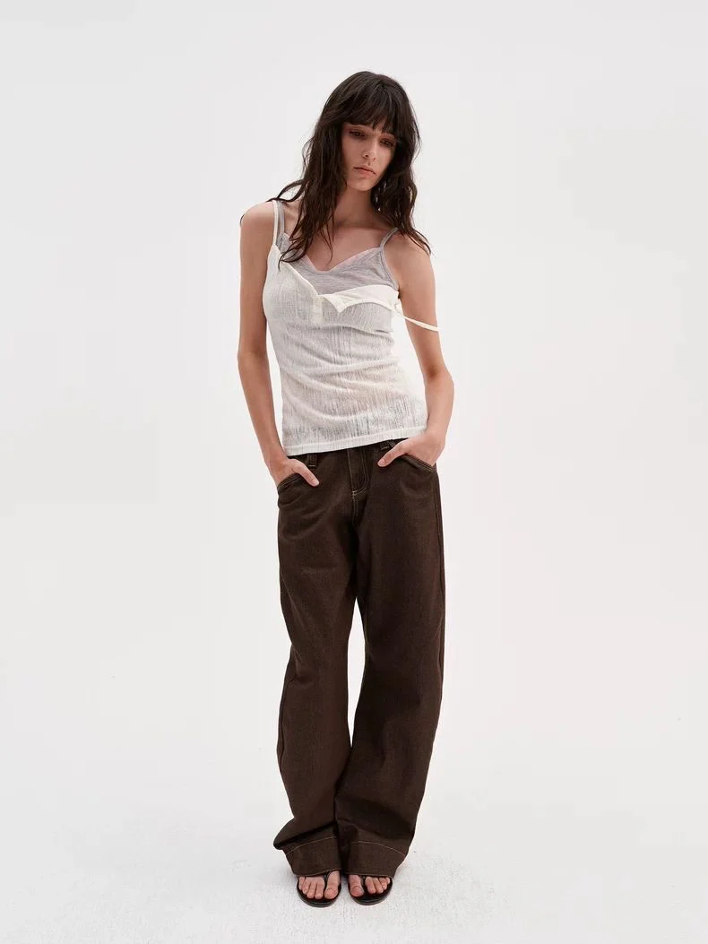 Colorblock Layered Knit Camisole Top - Image 3