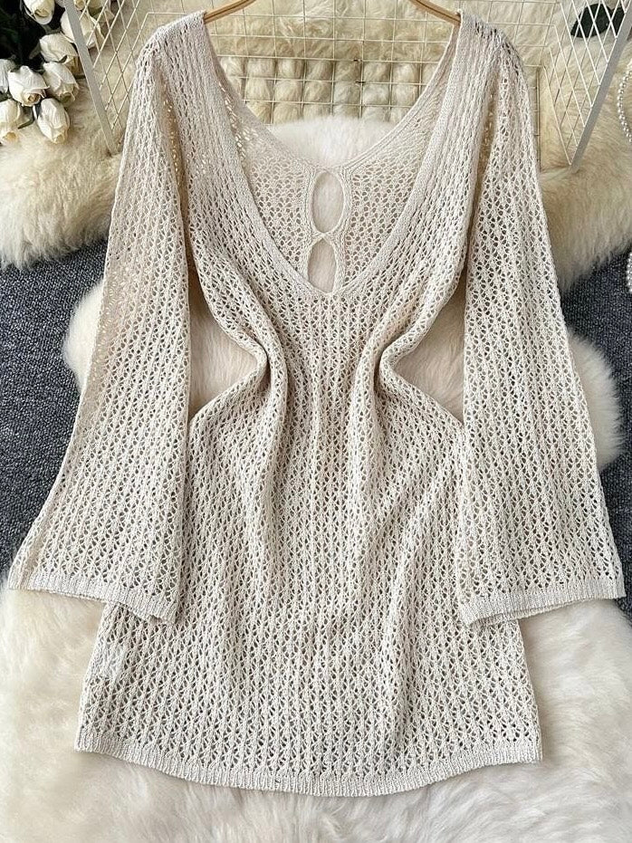 Cream Knit Beach Cover-Up Dress - Image 6