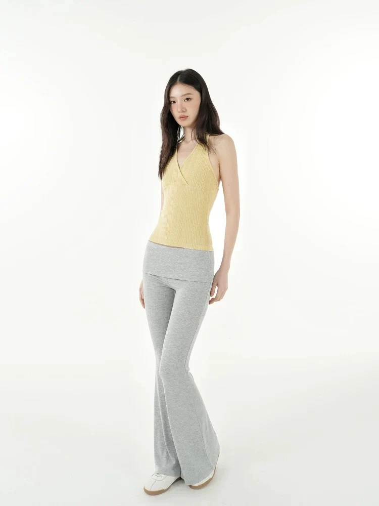 Crisscross V-Neck Ribbed Knit Halter Top | Slim Fit Y2K Crop Cami - Image 3