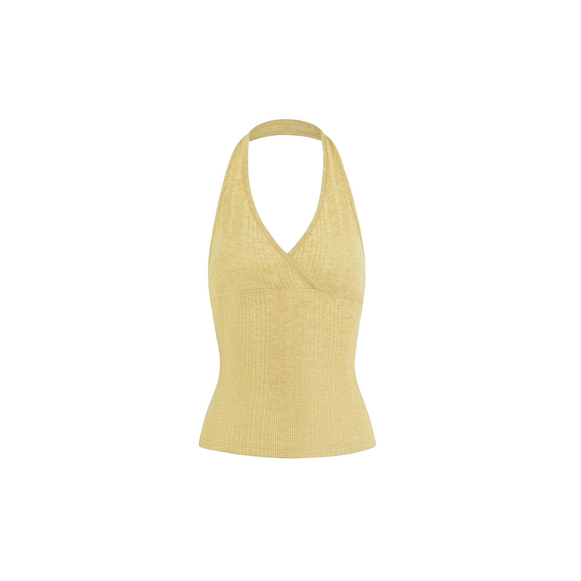 Crisscross V-Neck Ribbed Knit Halter Top | Slim Fit Y2K Crop Cami - Image 6