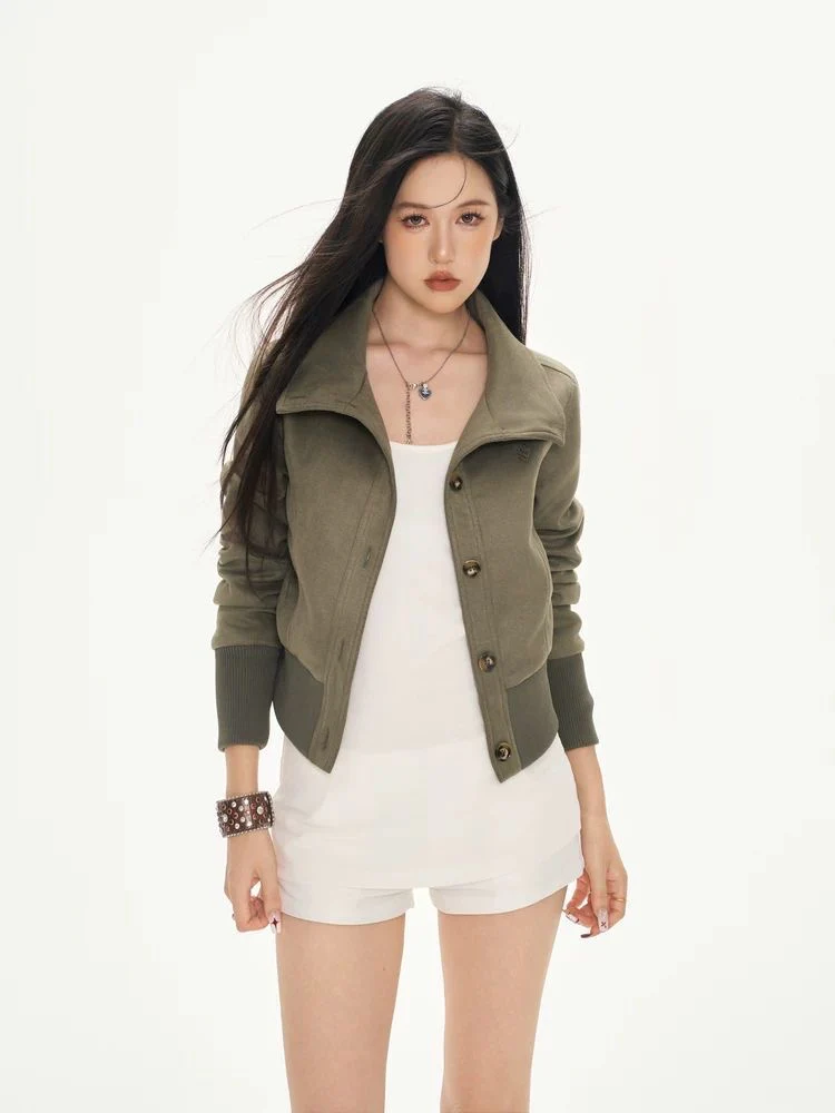 Cropped Suede-Look Jacket – Waist-Defined Slim Fit - Image 2