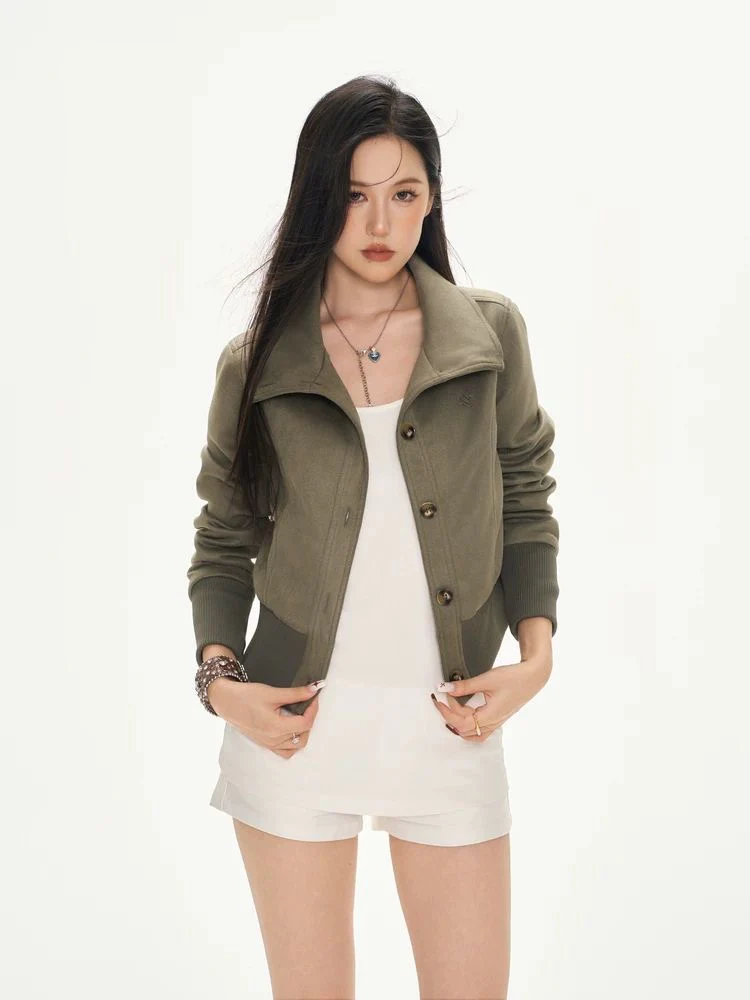Cropped Suede-Look Jacket – Waist-Defined Slim Fit - Image 3