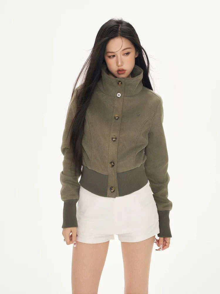 Cropped Suede-Look Jacket – Waist-Defined Slim Fit - Image 4