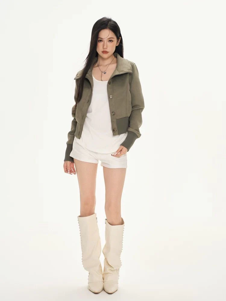 Cropped Suede-Look Jacket – Waist-Defined Slim Fit - Image 5