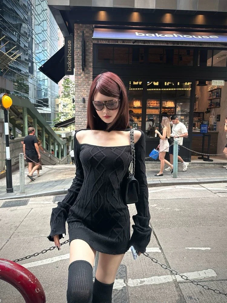 Cut-Out Knit Mini Dress - Image 4