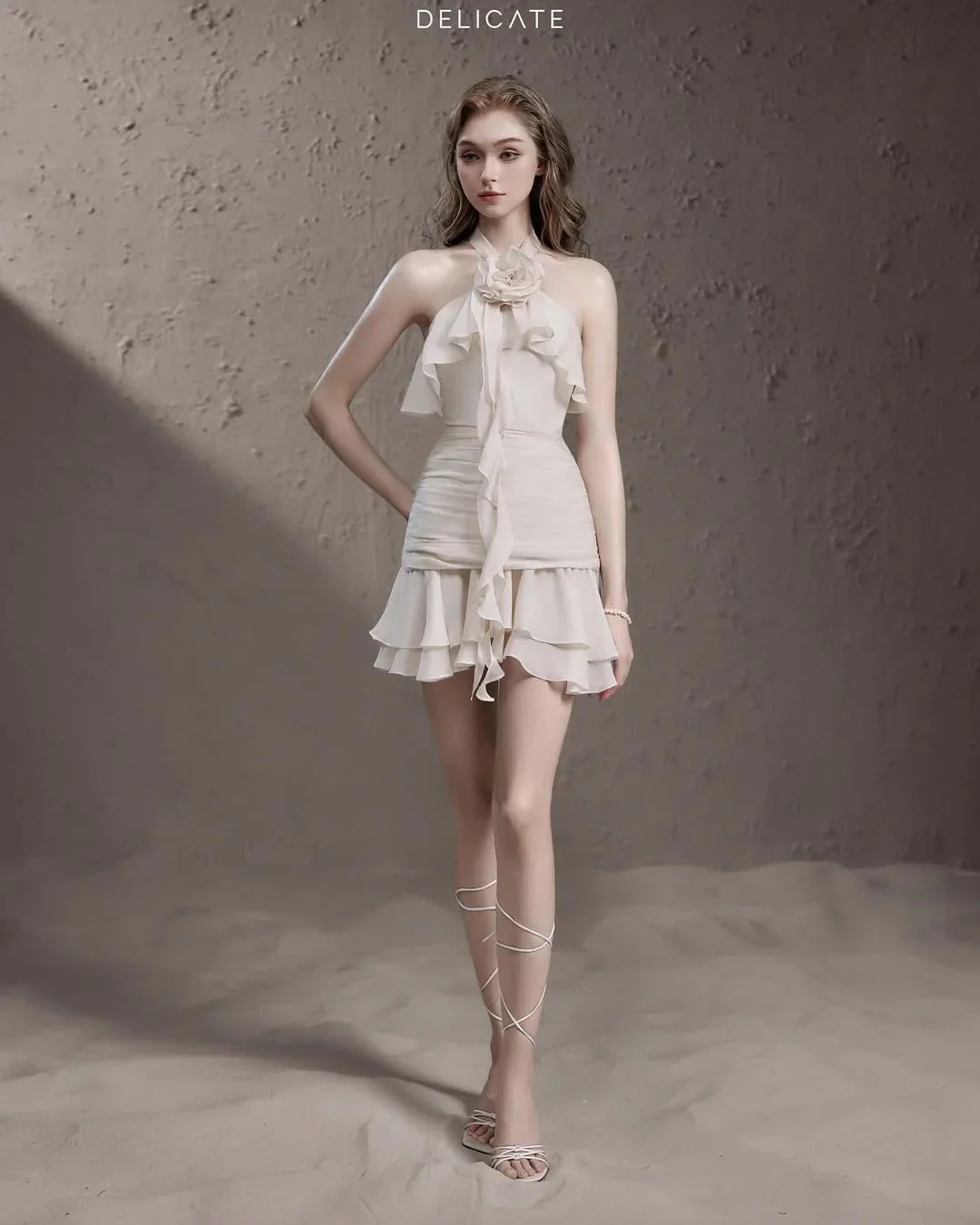 Delicate Rose halter-neck dress