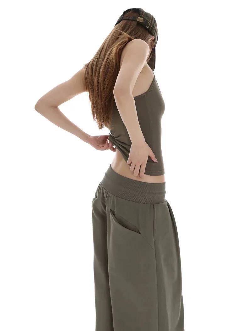 Desert Green Utility Vest Wide-Leg Pants Set - Image 3