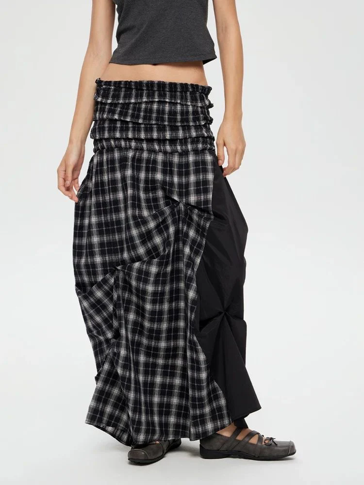 Dual-Wear Structured Plaid Strapless Maxi Dress - Image 4