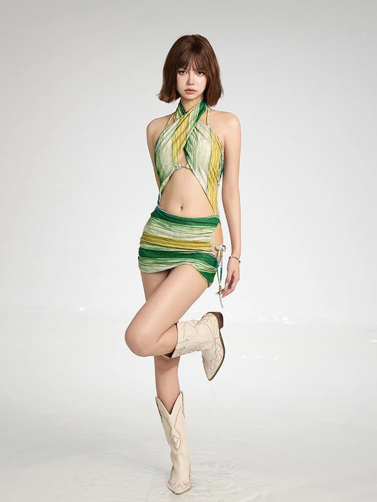 Forest Breath - Green Bikini Three-piece Set - Image 4