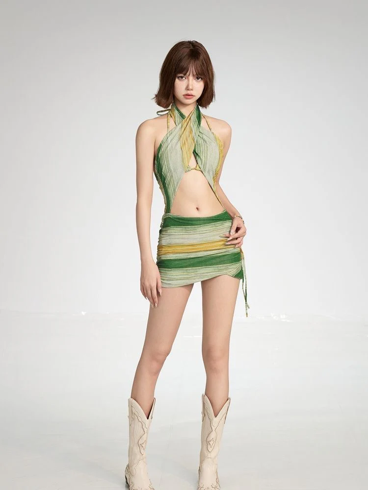Forest Breath - Green Bikini Three-piece Set - Image 5