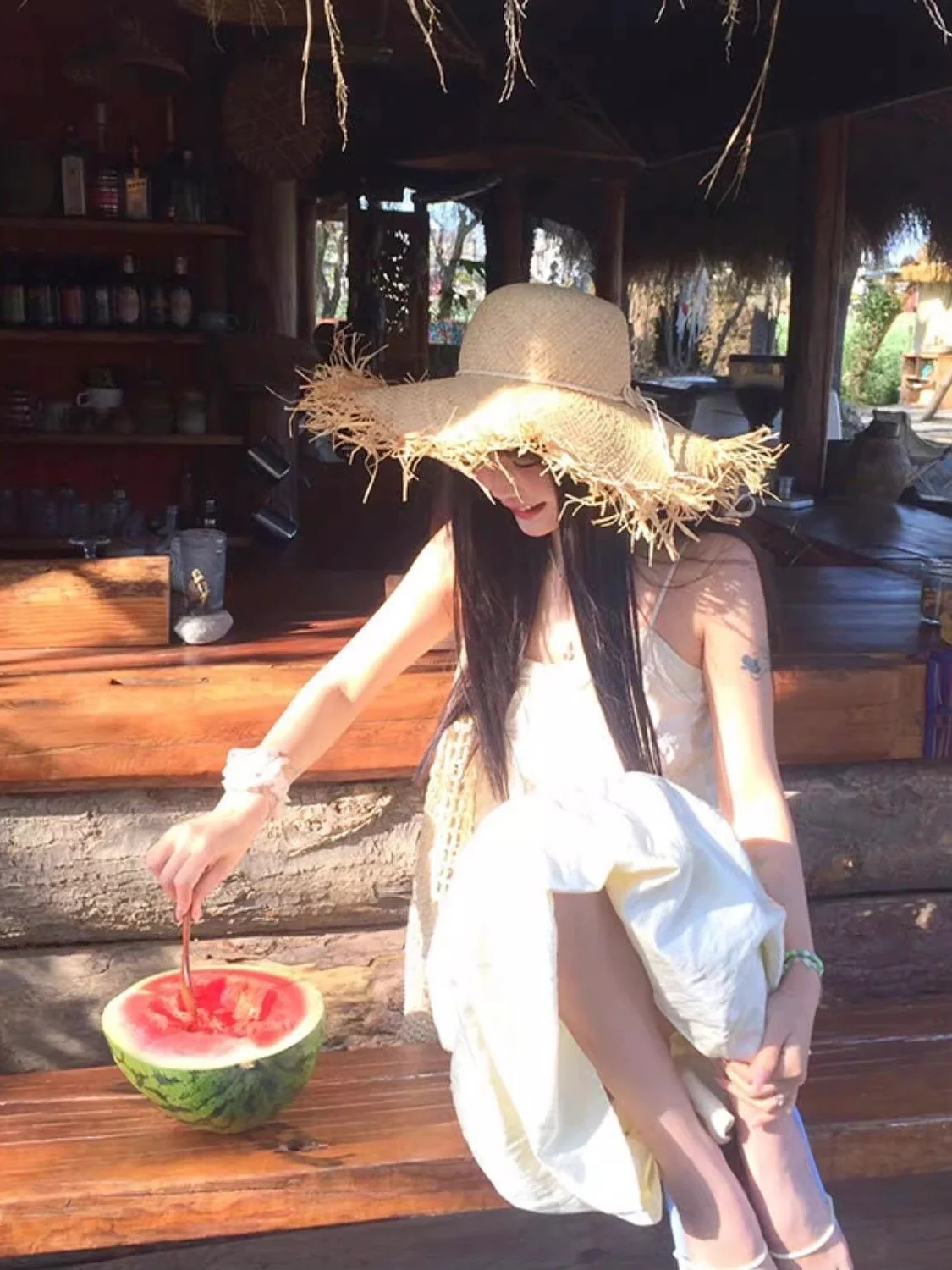 Frayed Straw Sun Hat - Image 4