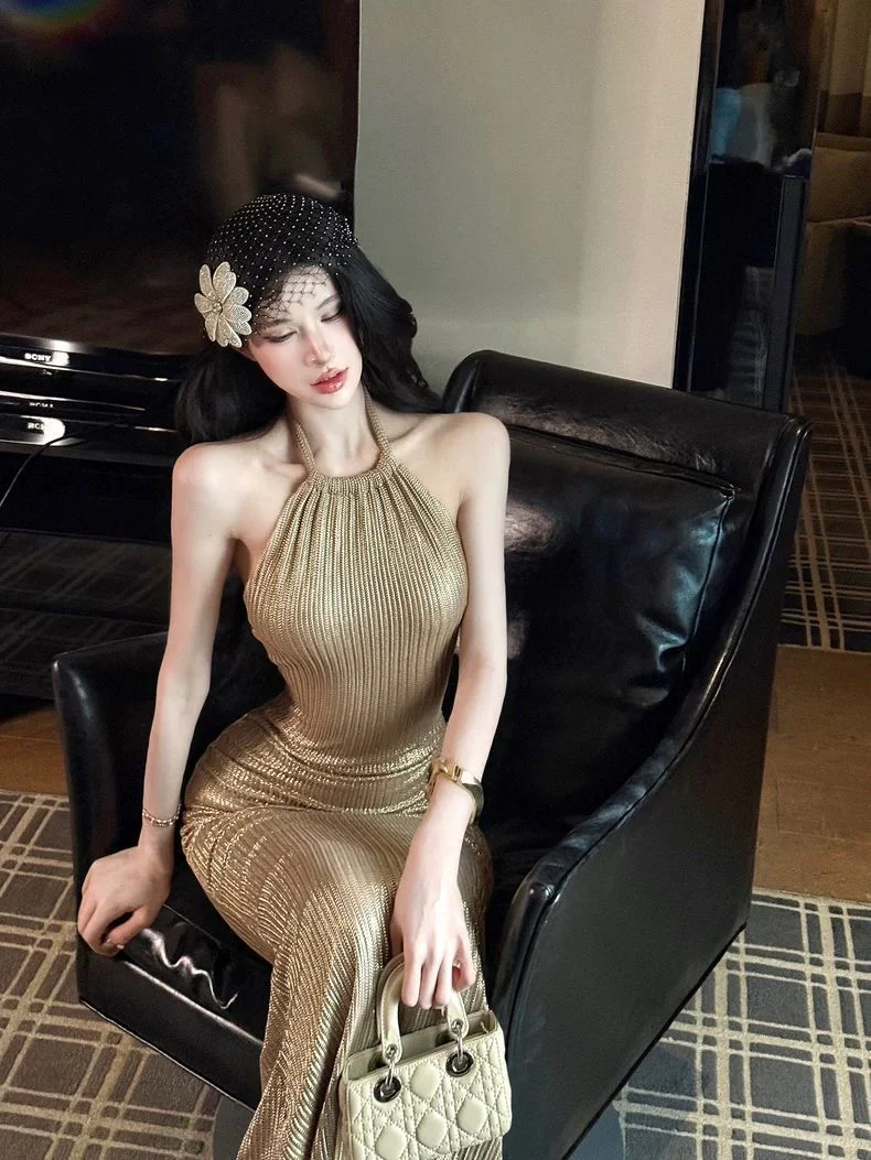Golden Hour Halter Evening Gown - Image 2