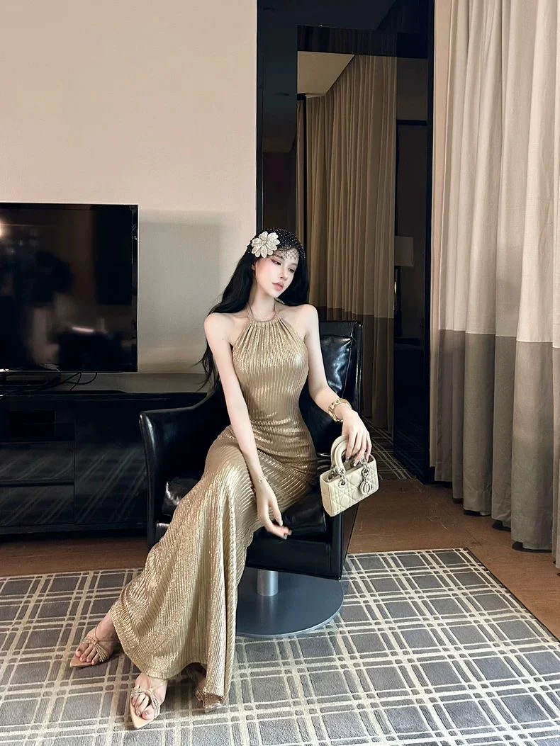 Golden Hour Halter Evening Gown - Image 4