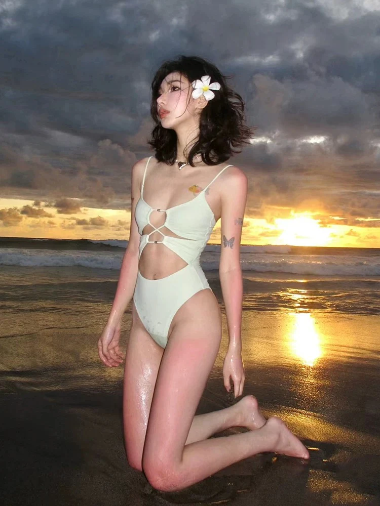 Green Grape - Strappy One-piece Bikini - Image 2