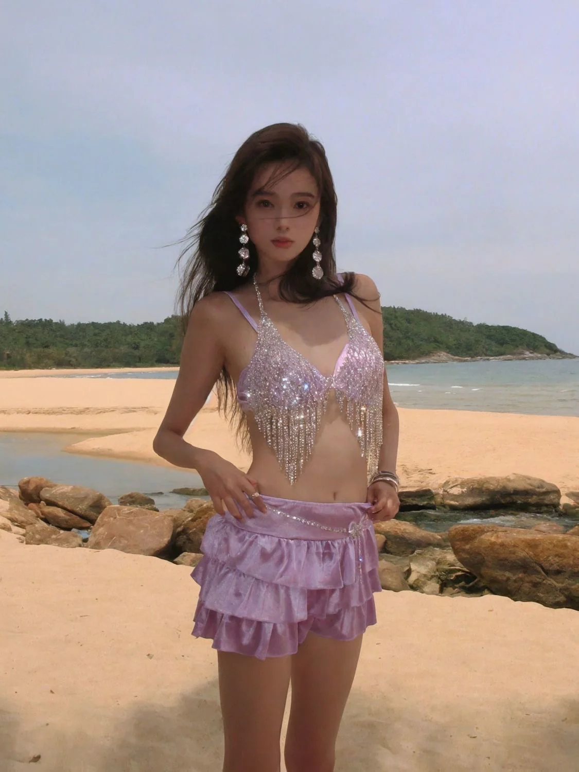 ‘Hawaiian Rain’ - Pink Bikini With Daimonds (4 In 1) - Image 3